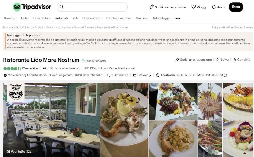 messaggio tripadvisor