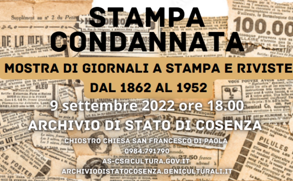 "Stampa condannata" in mostra all’Archivio di Stato di Cosenza 51 mostra stampa condannata cs