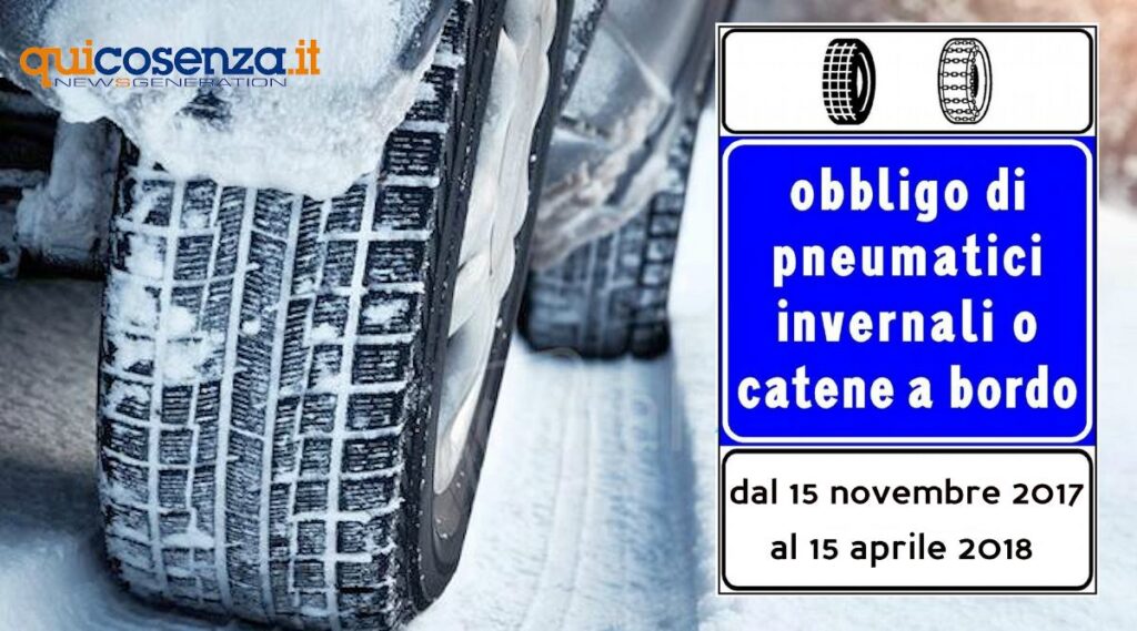 obbligo di catene a bordo o pneumatici invernali 2017