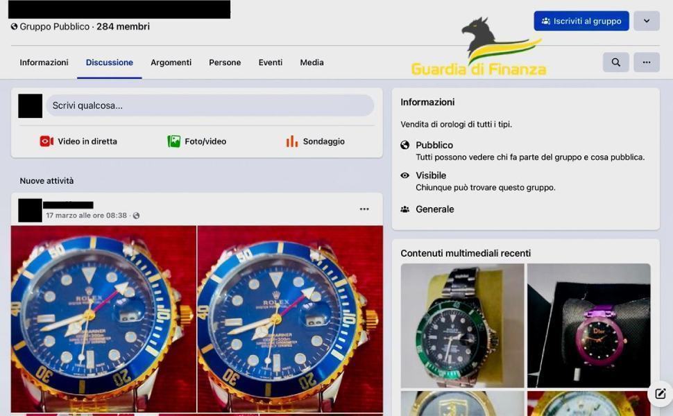 Torano Castello: decine di orologi falsi venduti sui social, una denuncia 51 orologi guardia finanza cosenza torano 02