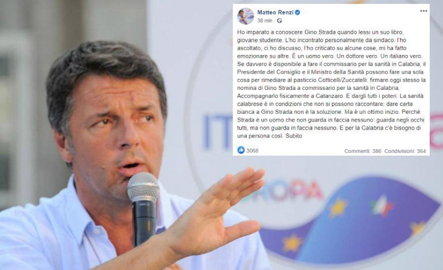 Renzi insiste su Gino Strada: "per la Calabria c'è bisogno di una persona così" 51 renzi su gino strada