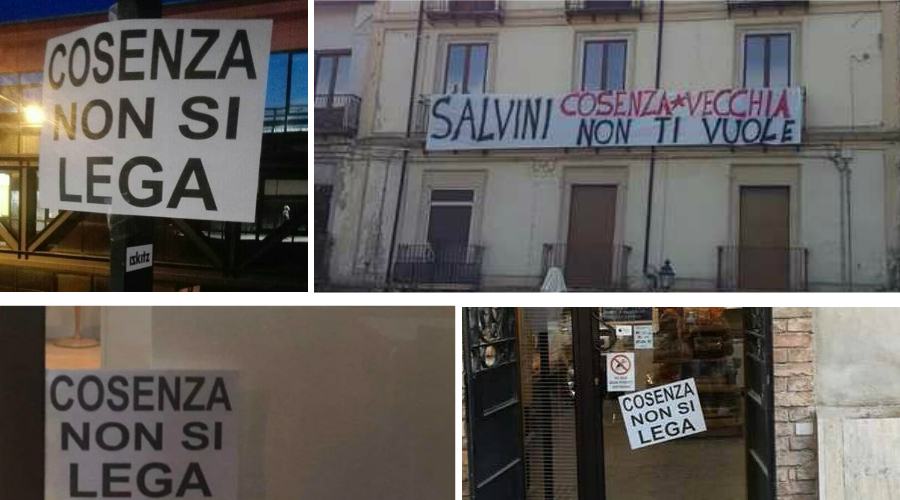 striscioni salvini cosenza