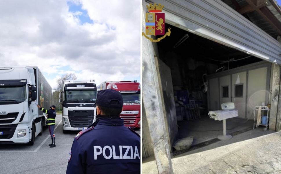 Polstrada "Truck e Bus", 55 sanzioni. A Paola sequestrata attrezzatura di un’autocarrozzeria 51 truck bus polizia stradale