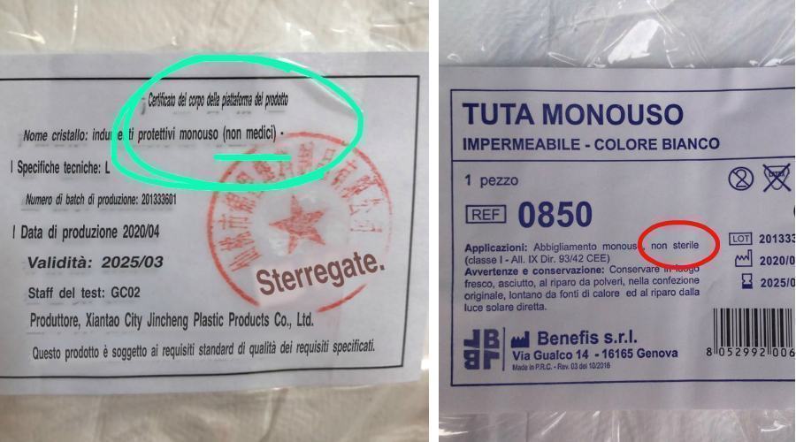 tute monouso non sterili cc cosenza