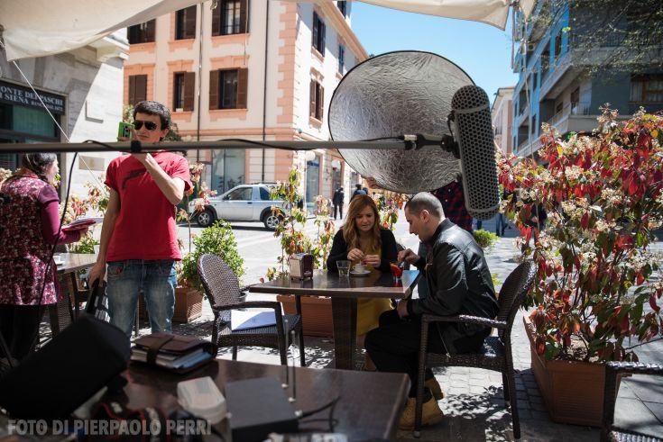 un momento della lavorazione del film la notte prima