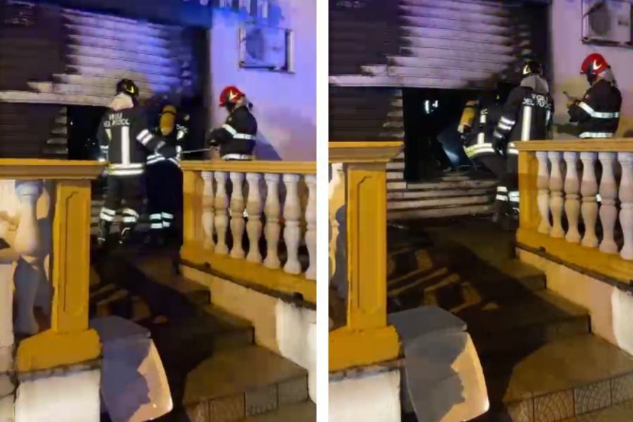 Incendio in un negozio a Spezzano Piccolo, intervento dei vigili del fuoco 51 vigili incendio spezzano piccolo negozio