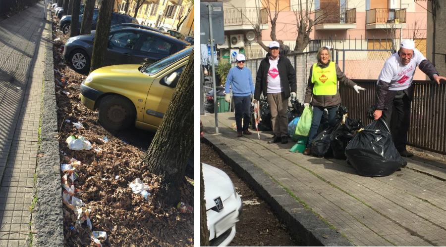 volontari retake cosenza pulizia viale repubblica 1