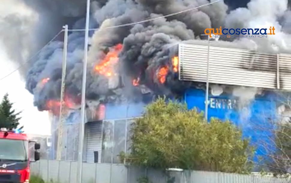 Incendio in un negozio cinese nell'area industriale di Corigliano 71 Incendio negozio Cinese