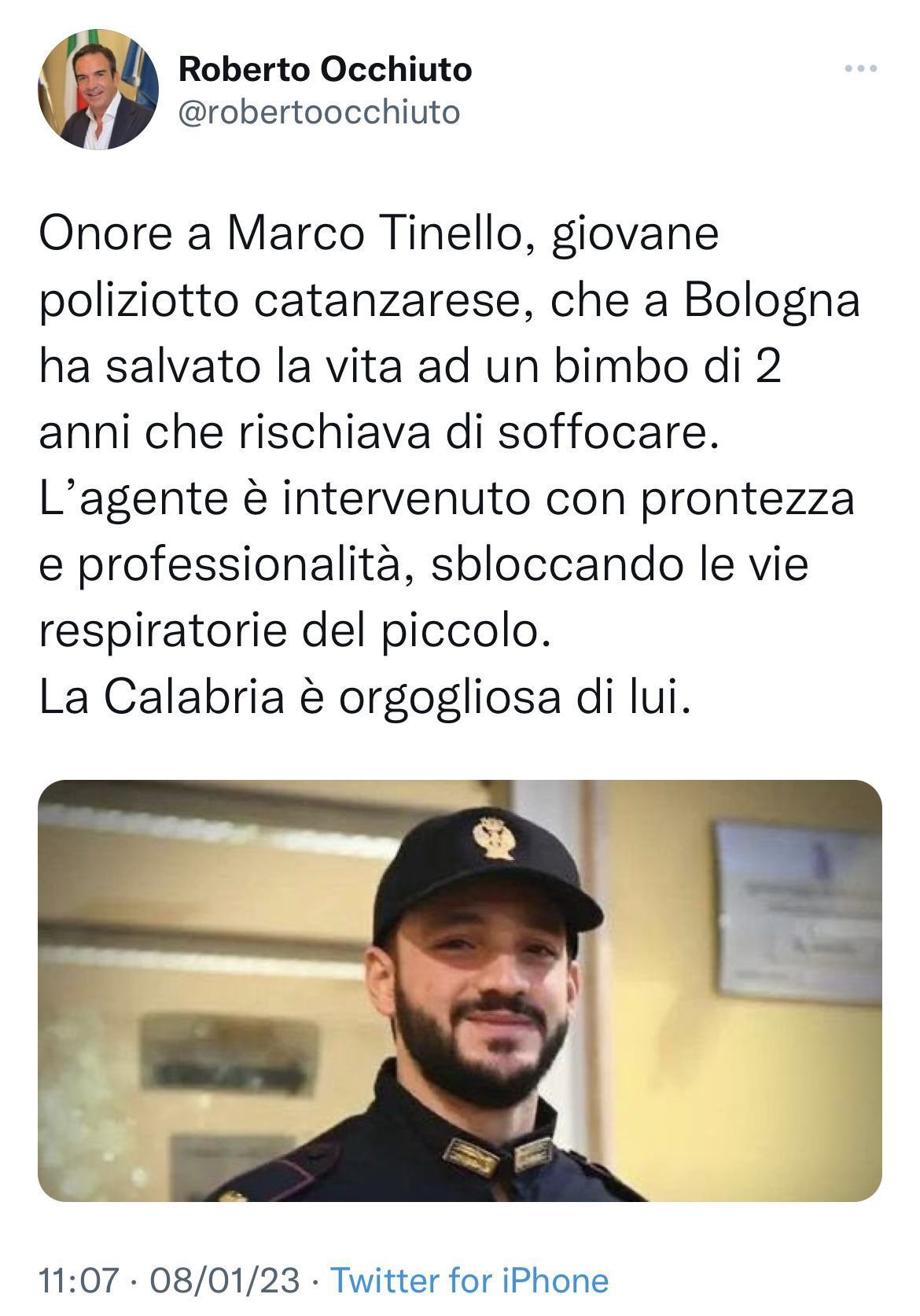Il 'poliziotto eroe' calabrese che ha salvato la vita ad un bimbo di 2 anni 52 image0