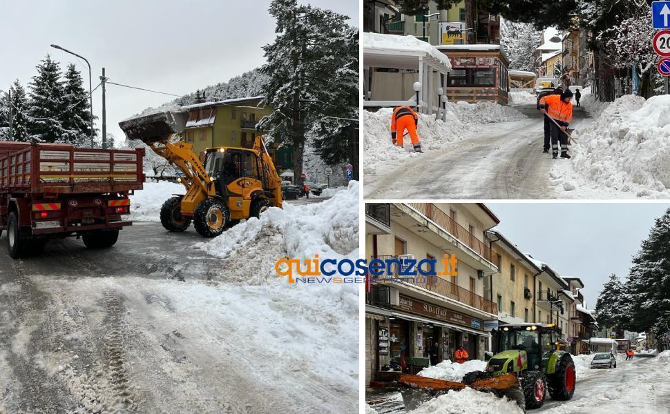Sila, piste da sci aperte a Camigliatello e operai al lavoro sulle strade innevate 51 Camigliatello