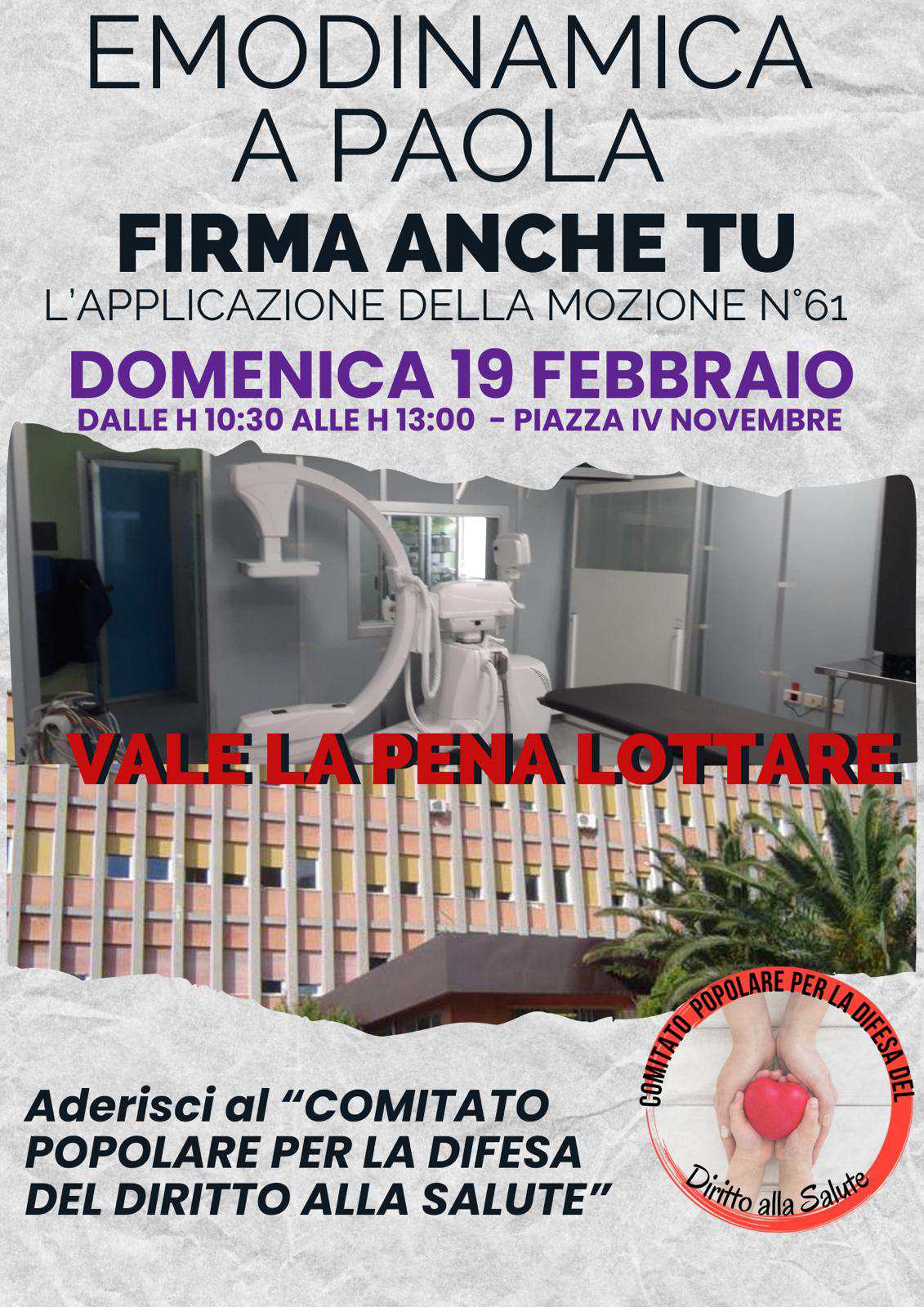 emodinamica paola firma raccolta ospedale