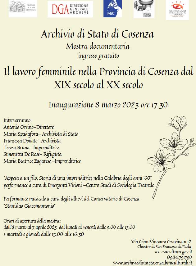mostra 8 marzo archivio stato cosenza