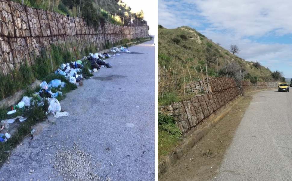 rifiuti strade statali prima e dopo ANAS