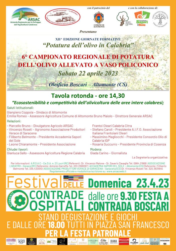 Vaso policonico e futuro dell'olivicoltura calabrese. Ad Altomonte il 6° campionato regionale di potatura dell’olivo 54 Campionato regionale di potatura dell’olivo allevato a vaso policonico
