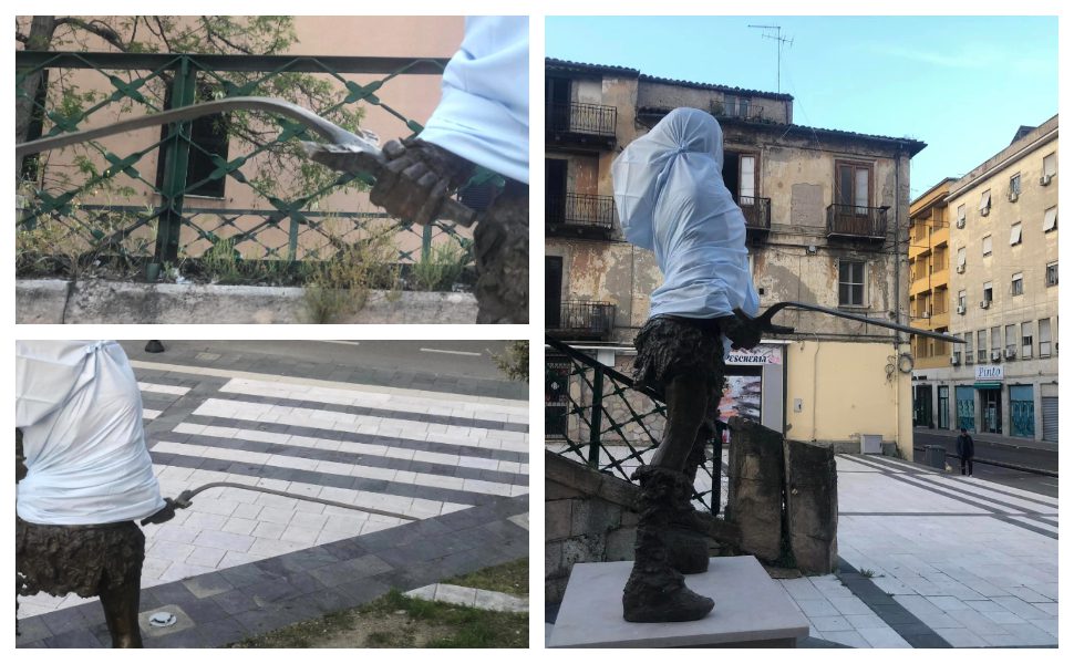 Cosenza, la 'Donna Brettia' è già danneggiata ancora prima di essere inaugurata 54 Donna Brettia danneggiata 1 1