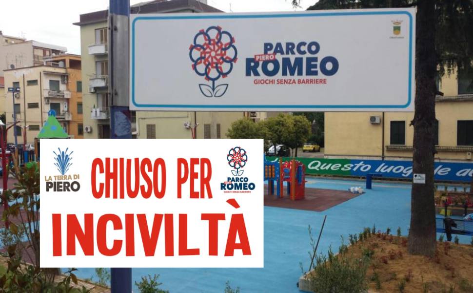 parco romeo cosenza chiuso incivilta