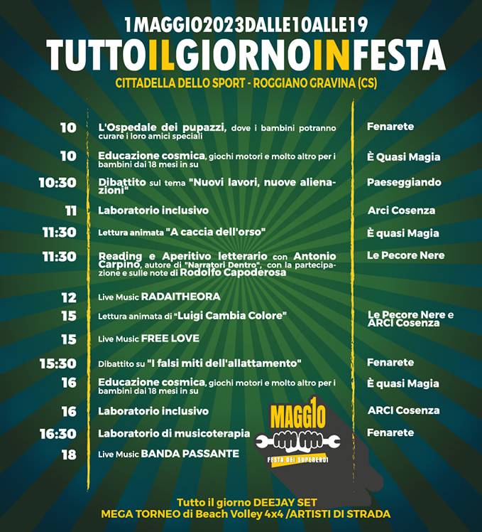 programma 1 maggio 2023 a Roggiano Gravina