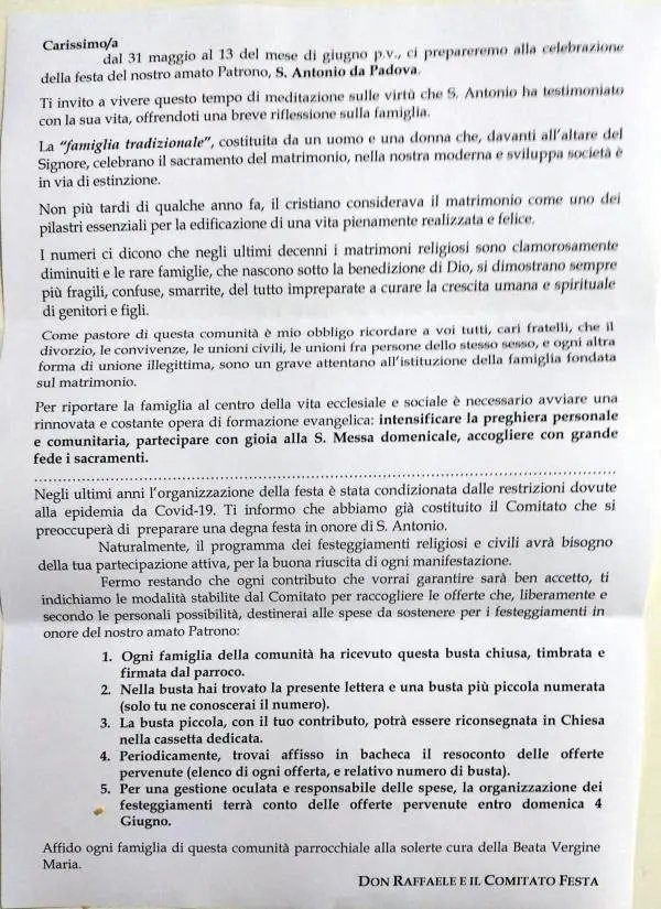 Lettera Don Feroleto Cropani