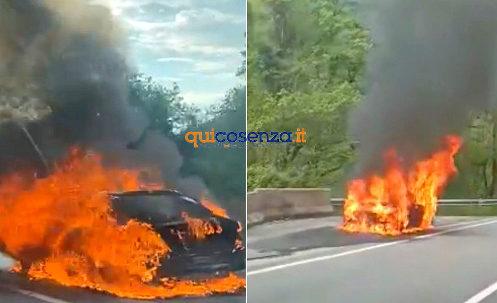 auto divorata dalle fiamme Statale 107 Silana Crotonese