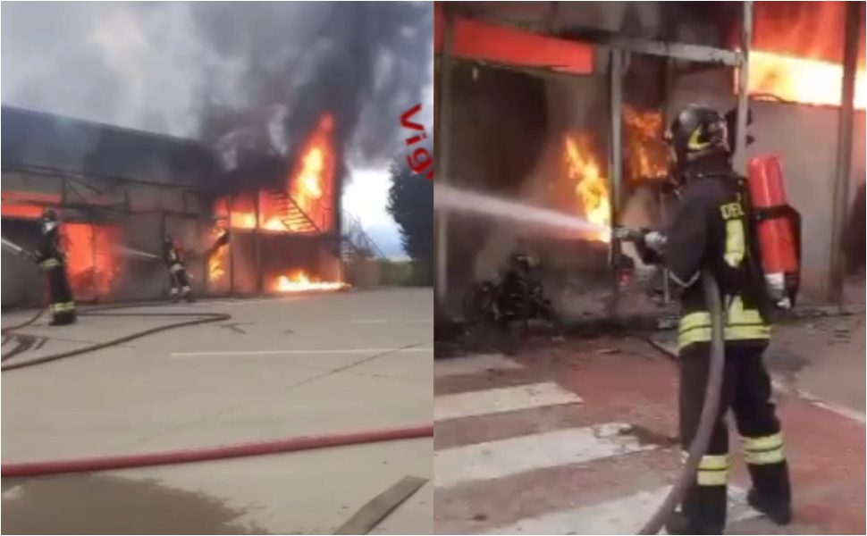 Fiamme distruggono magazzino di cineserie nel Cosentino: il fumo ha sovrastato il centro urbano 1 Incendio Capannone Corigliano