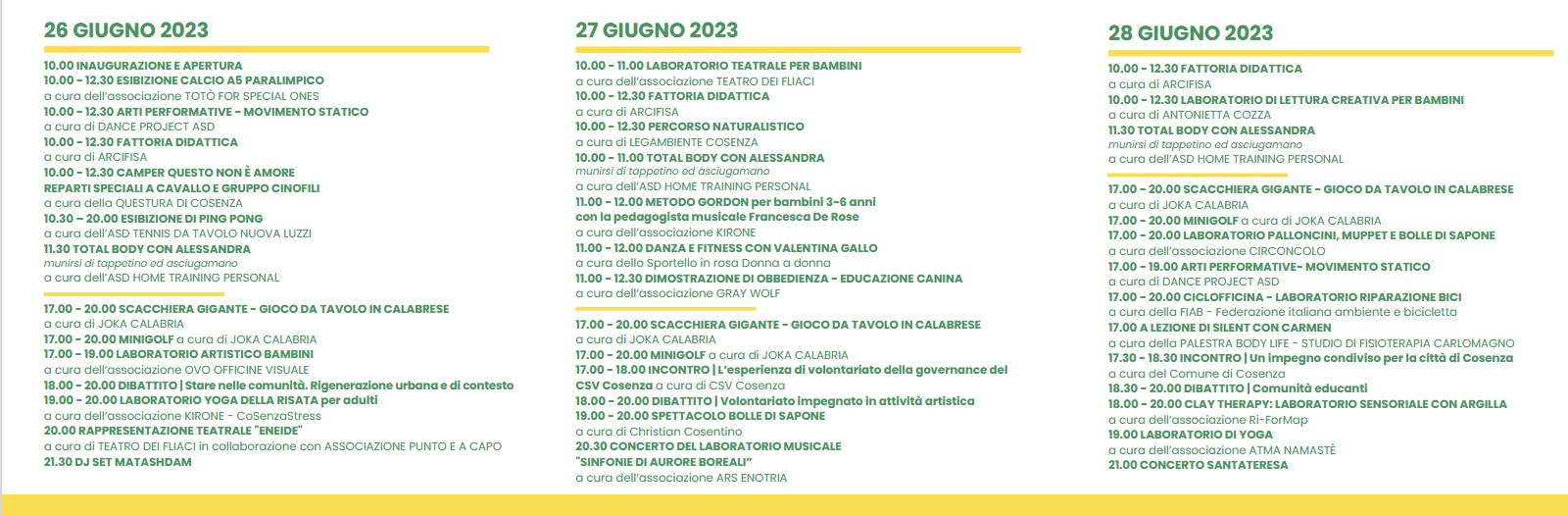 Alla villa Vecchia di Cosenza il villaggio del Volontariato 54 Programma - Villaggio del volontariato villa vecchia cosenza
