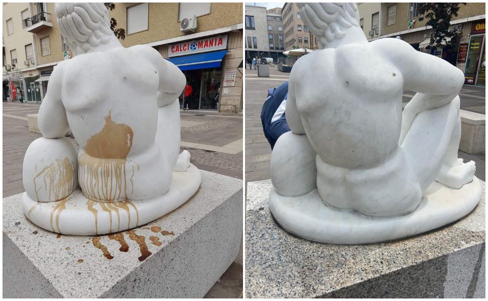 Cosenza e l'incivilità, un'altra statua del museo all'aperto deturpata: «Mab preda dei vandali» 55 il dormiente mab cosenza