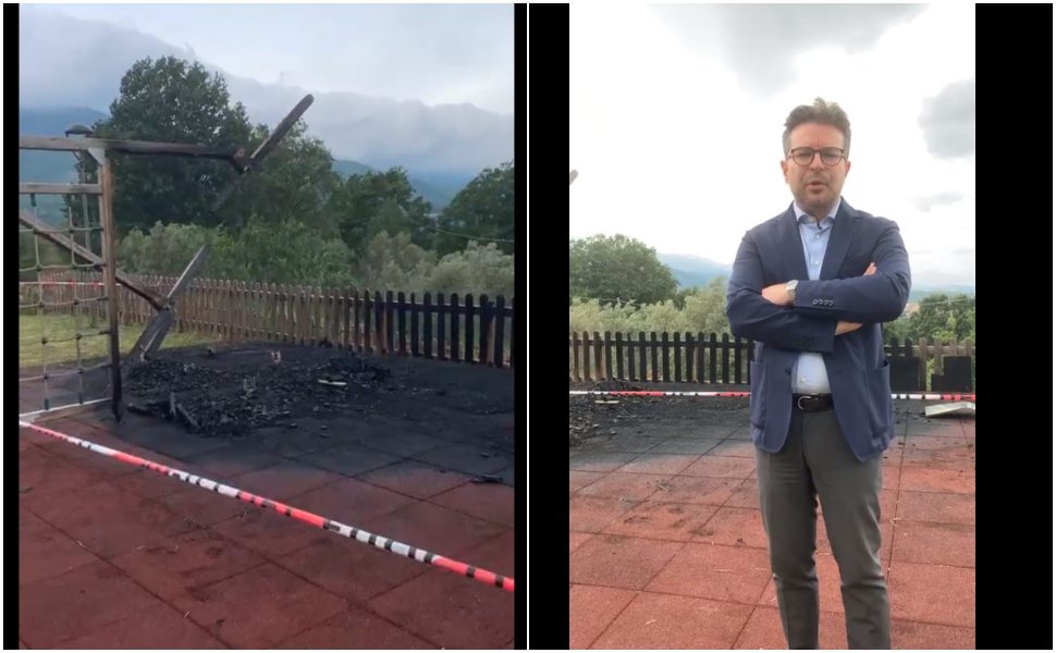 San Vincenzo la Costa, incendio doloso alla villetta comunale. Il sindaco «amareggiato» 1 San Vincenzo La Costa incendio villetta