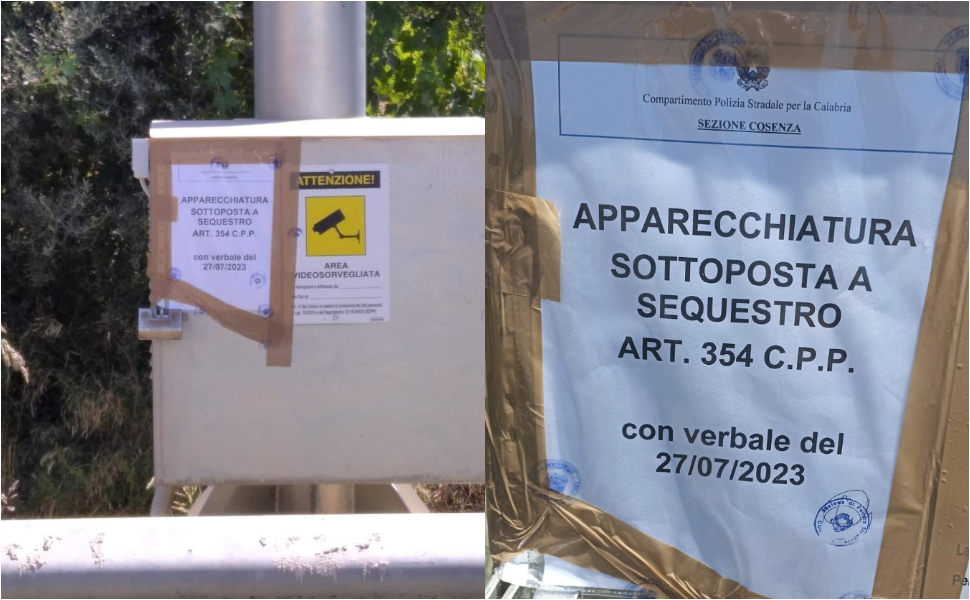 Autovelox Contrada Linze Luzzi sotto sequestro