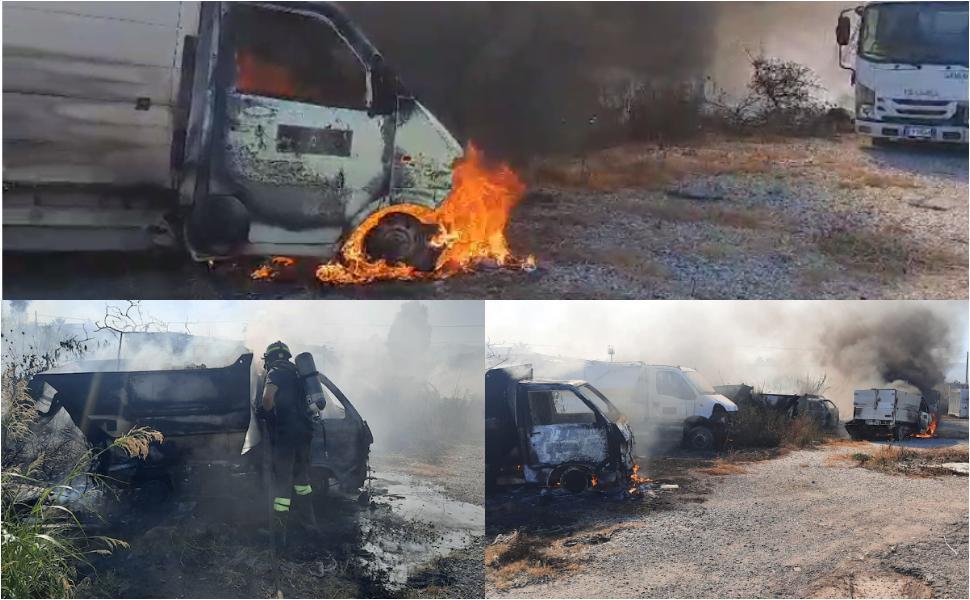 Incendio locri mezzi rifiuti