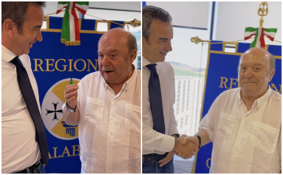 Lino Banfi incontra Occhiuto: «Presidente, facciamo un film su 'Catanzero'?» - VIDEO 1 Roberto-Occhiuto-e-Lino-Banfi