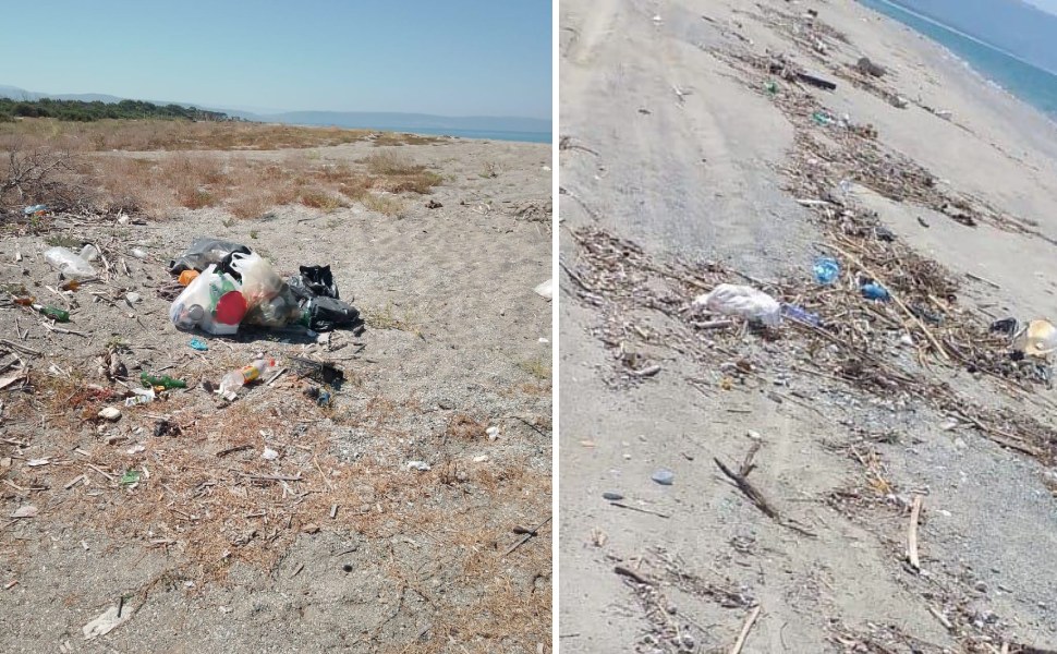 spiaggia lametina sporcizia