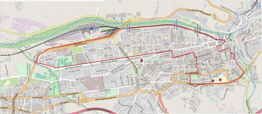 Cosenza, cartina confini vasto ambito territoriale 