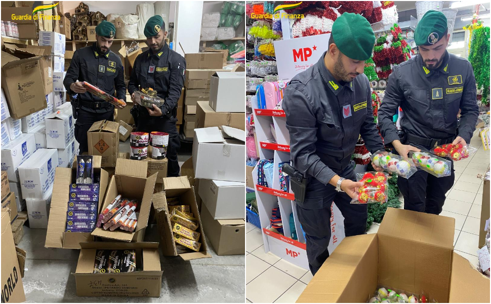 fuochi pirotecnici e addobbi natalizi guardia finanza