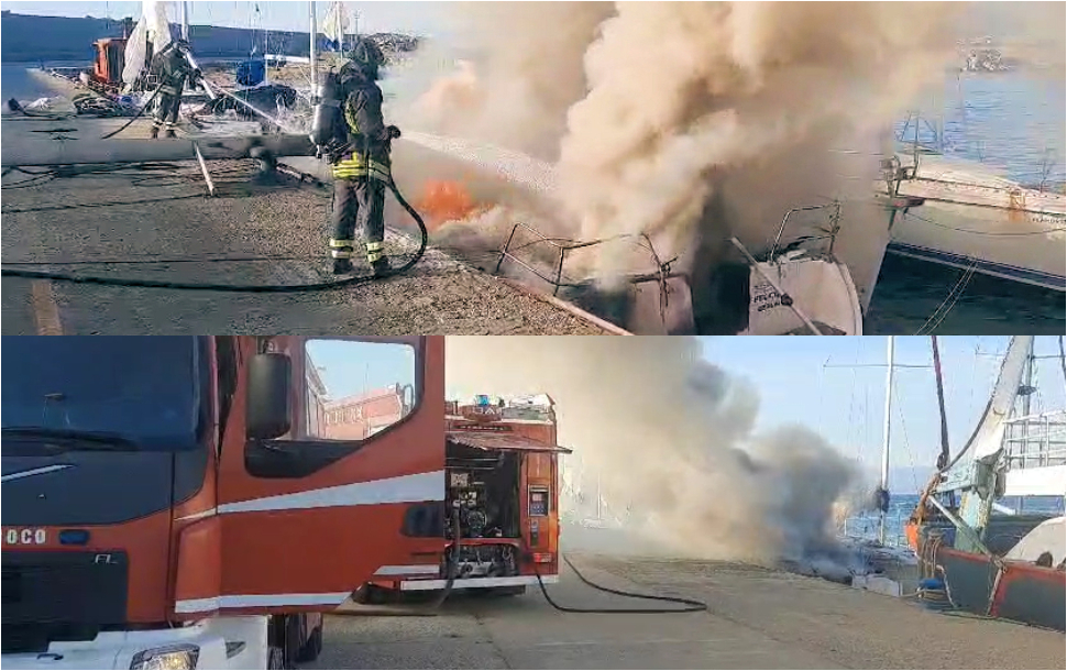 Incendio imbarcazione Roccella