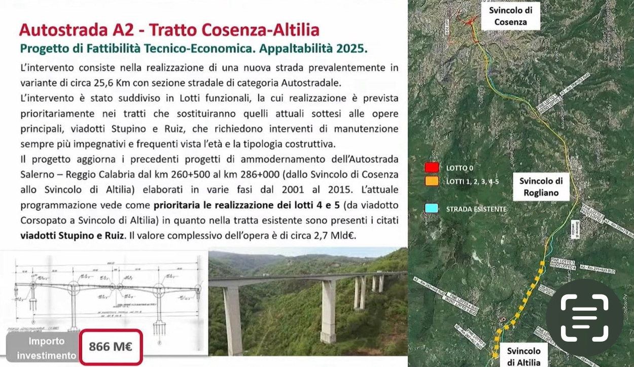 appaltabilita altilia tratto a2 rogliano