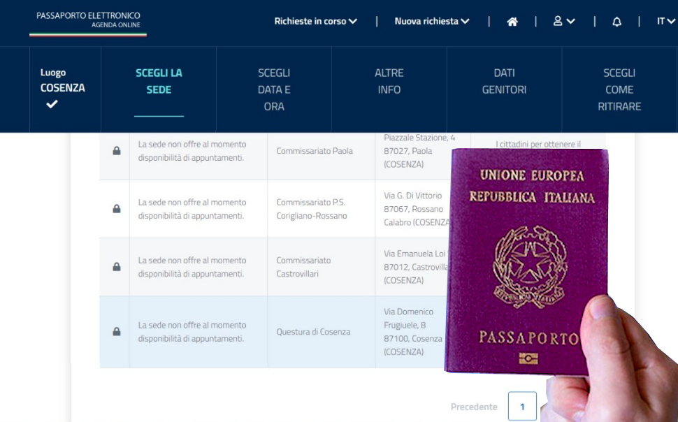 Passaporto Questura Cosenza