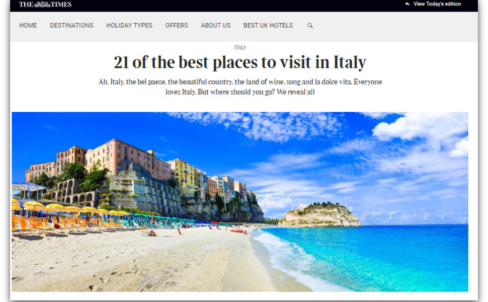 Tropea Times 21 destinazioni italia