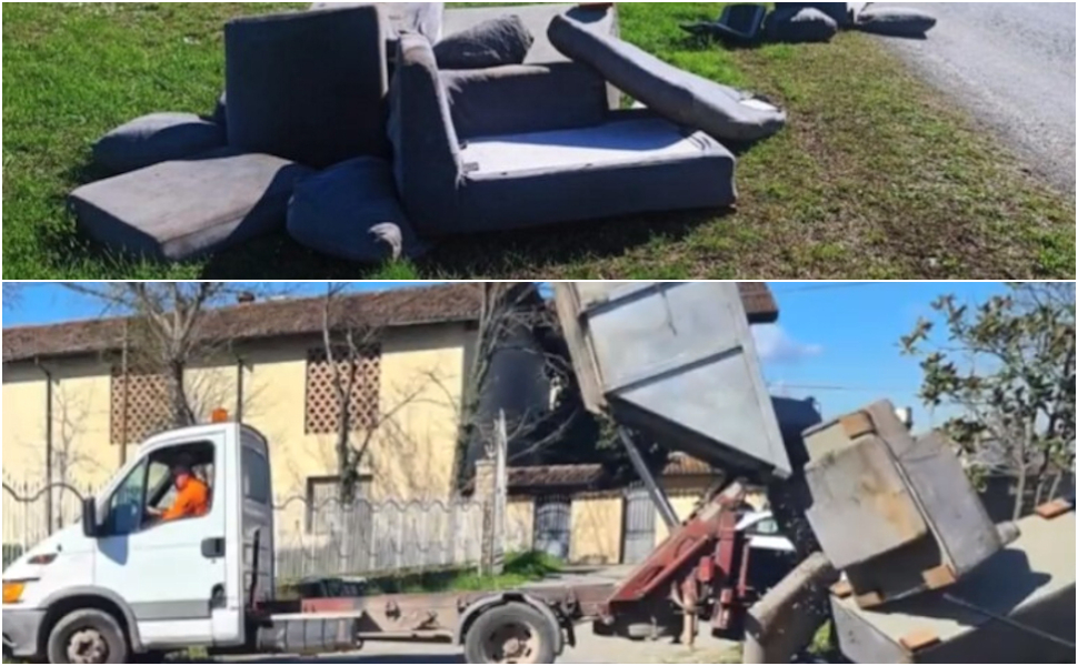 Rifiuti camion divani