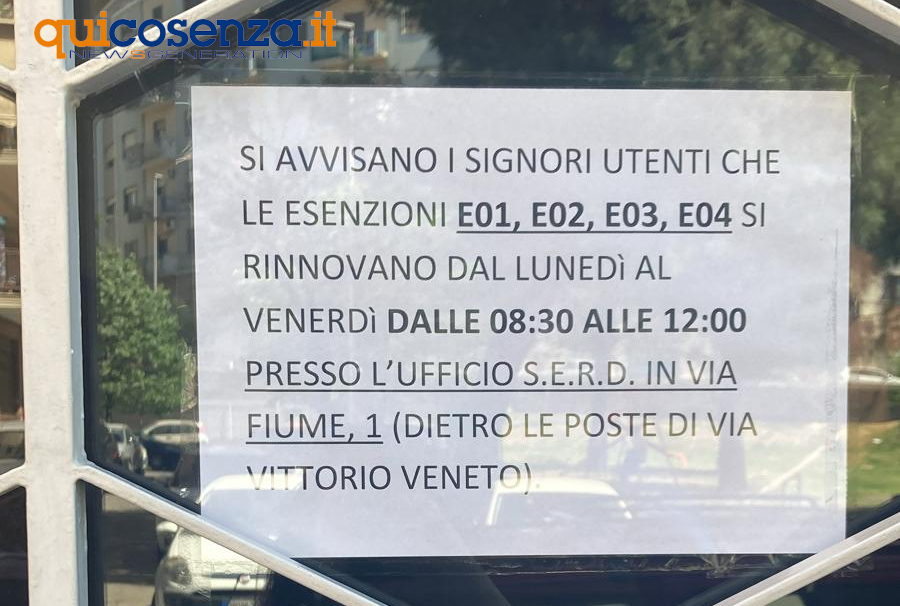 Codici esenzione Asp