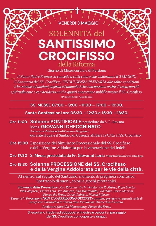 Cosenza festeggia oggi il "Santissimo Crocifisso": una lunga storia di fede, amore e miracoli 61 Santo crocifisso