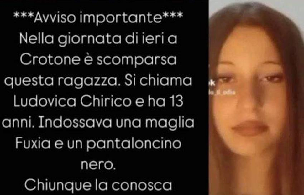 Ludovica è stata ritrovata: la 13enne era scomparsa ieri da Crotone 59 Ludvica Chiriaco