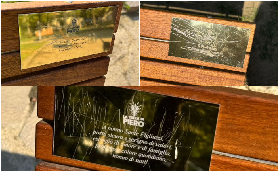 targhe parco nonni cosenza vandalizzate