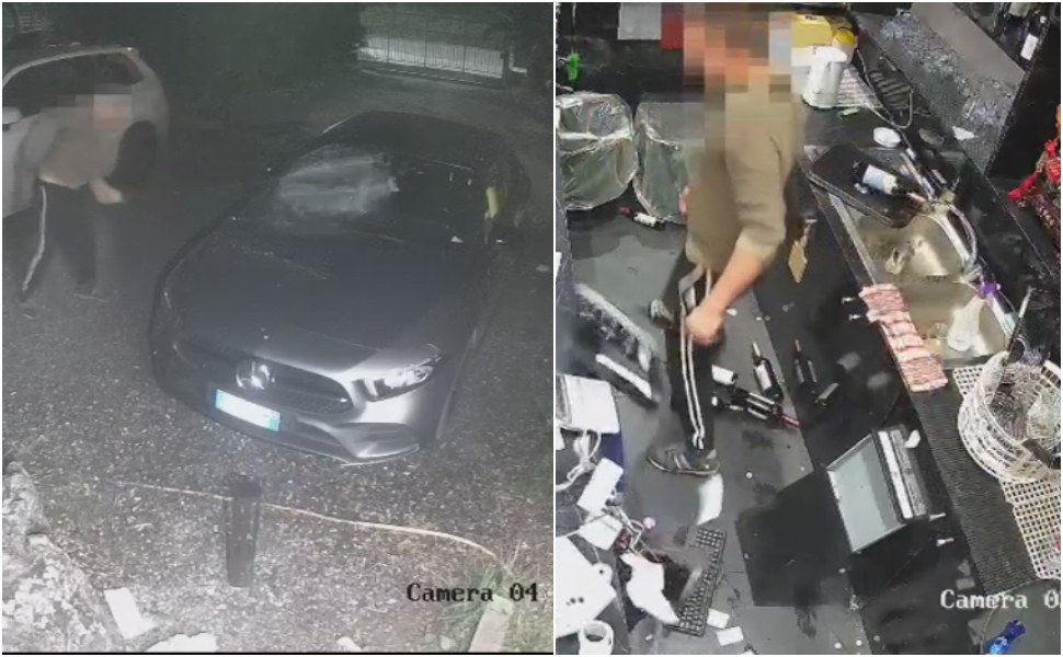 Ubriaco, non paga conto e con una spranga devasta il locale e danneggia le auto dei clienti - VIDEO 2 Devasta locale e danneggia-video