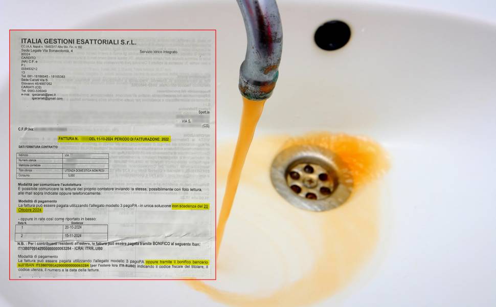 acqua sporca - fattura acqua cariati