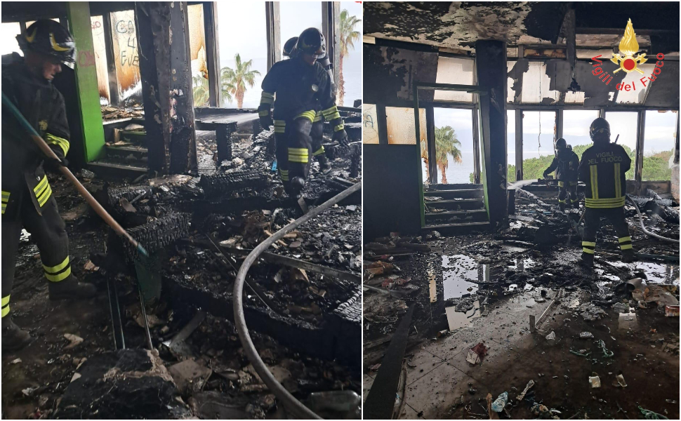 Incendio Reggio Calabria Torre Nervi del Lido Comunale