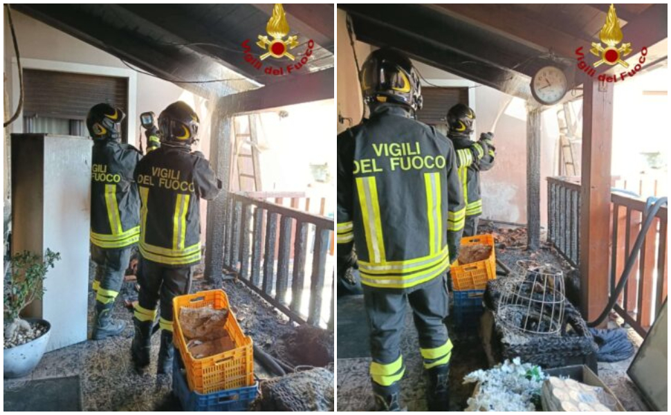 Vigili del fuoco incendio veranda