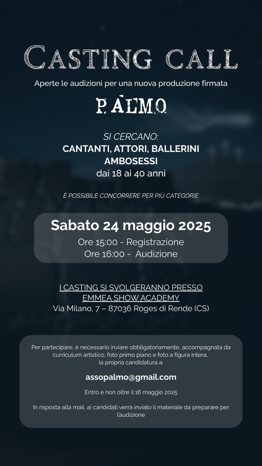 Annuncio audizioni 2025