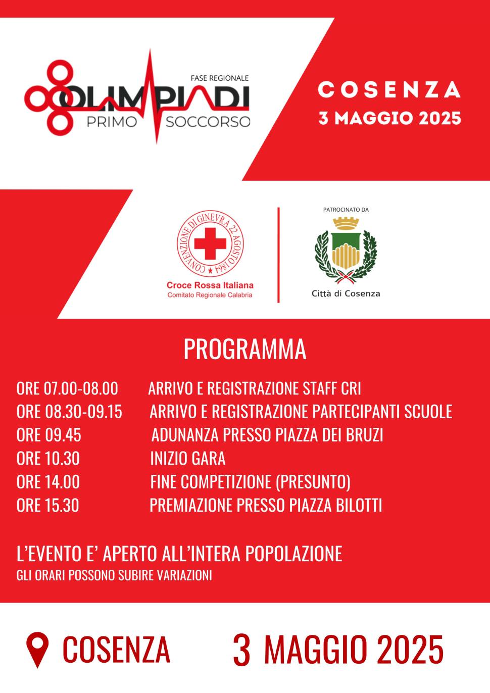 PROGRAMMA DI MASSIMA OLIMPIADI REGIONALI CRI CALABRIA