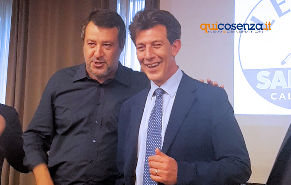 Matteo Salvini a Rende lancia Marco Ghionna «concreto e con un programma che ha i piedi ben piantati a terra» 65 Ghionna e Salvini Rende