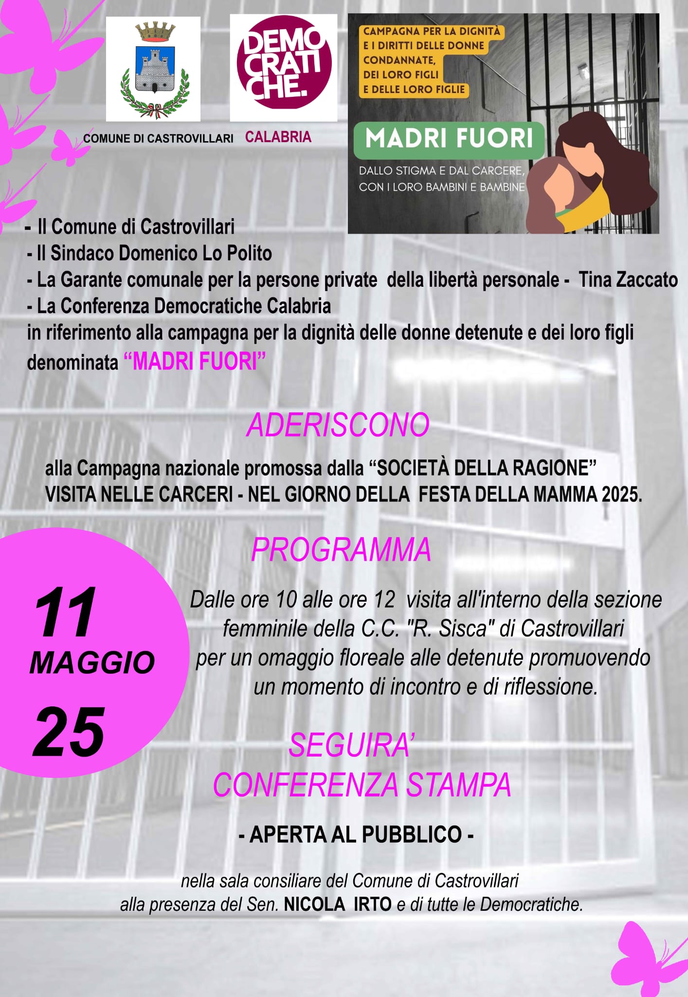 Festa della mamma: nel carcere di Castrovillari l'iniziativa "Madri Fuori" sulle detenute con figli piccoli 53 Madri fuori Carcere Castrovillari